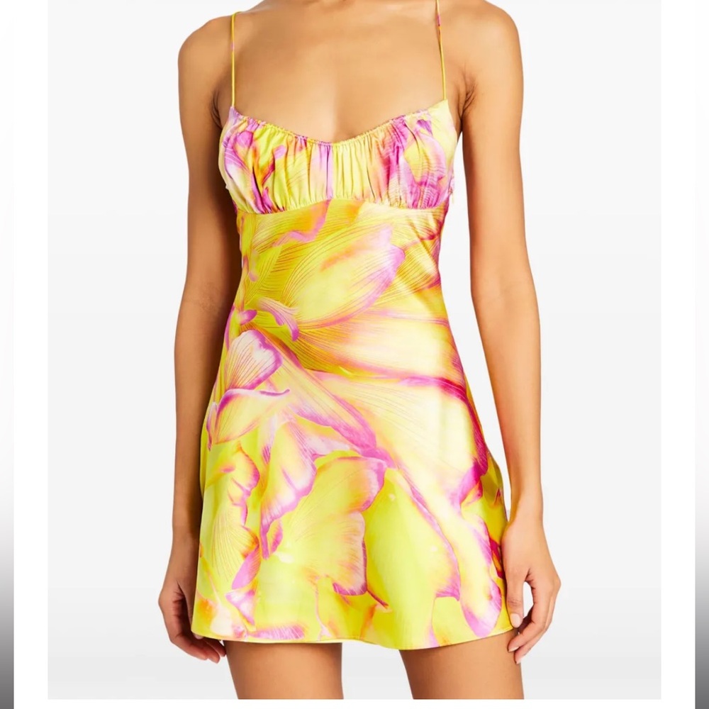 Retrofete Eden silk dress yellow peony size S